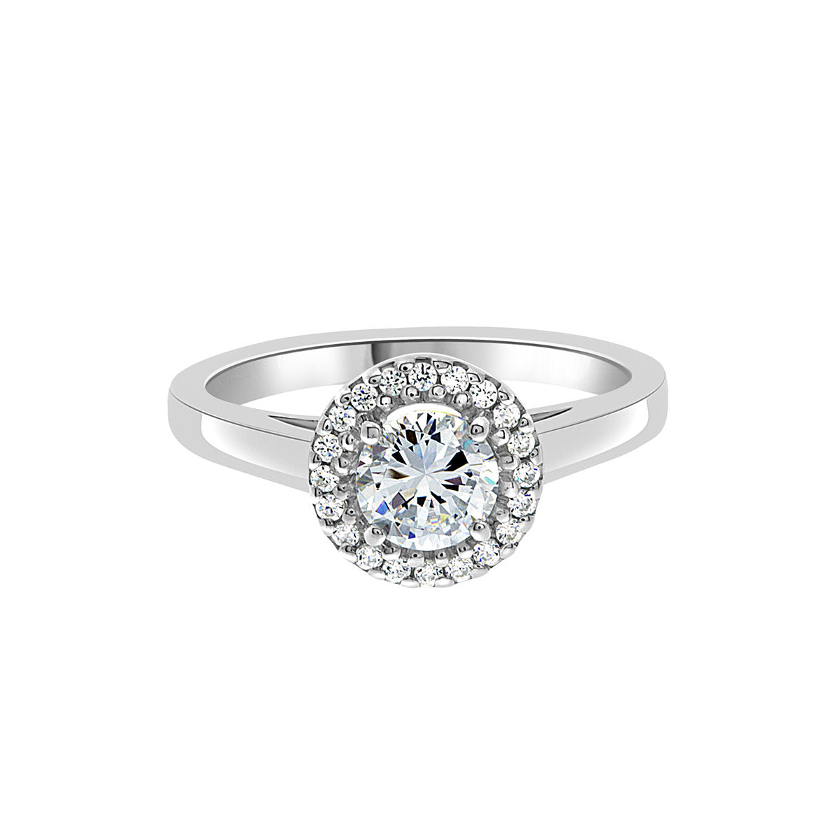 Round Cut Diamond Halo Vintage Engagement Ring with Platinum Set Band - 'Clare'