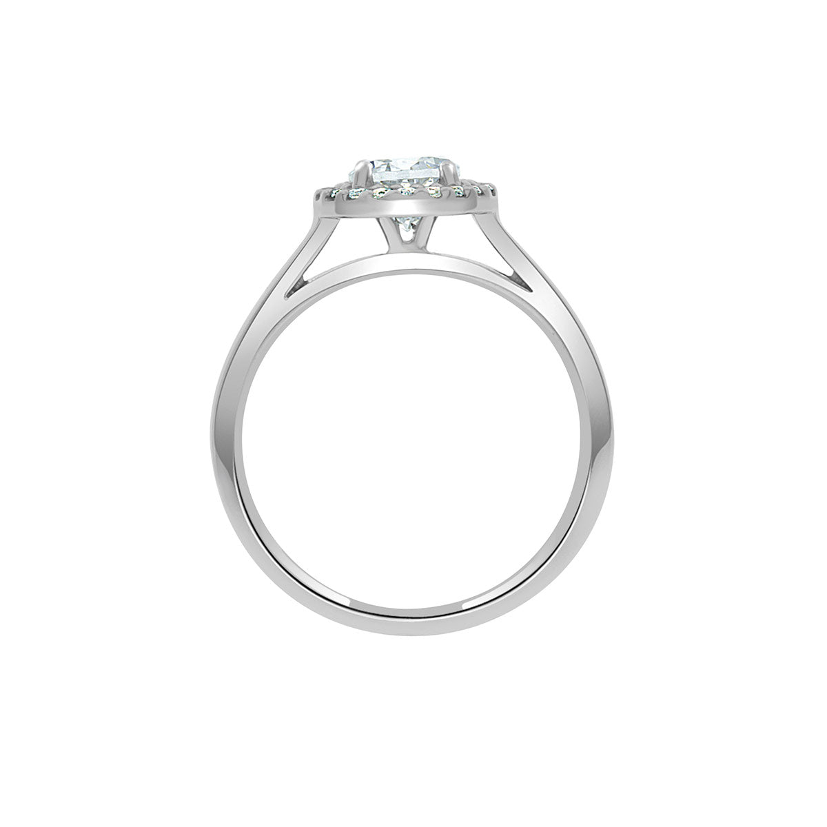 Round Cut Diamond Halo Vintage Engagement Ring with Platinum Set Band - 'Clare'