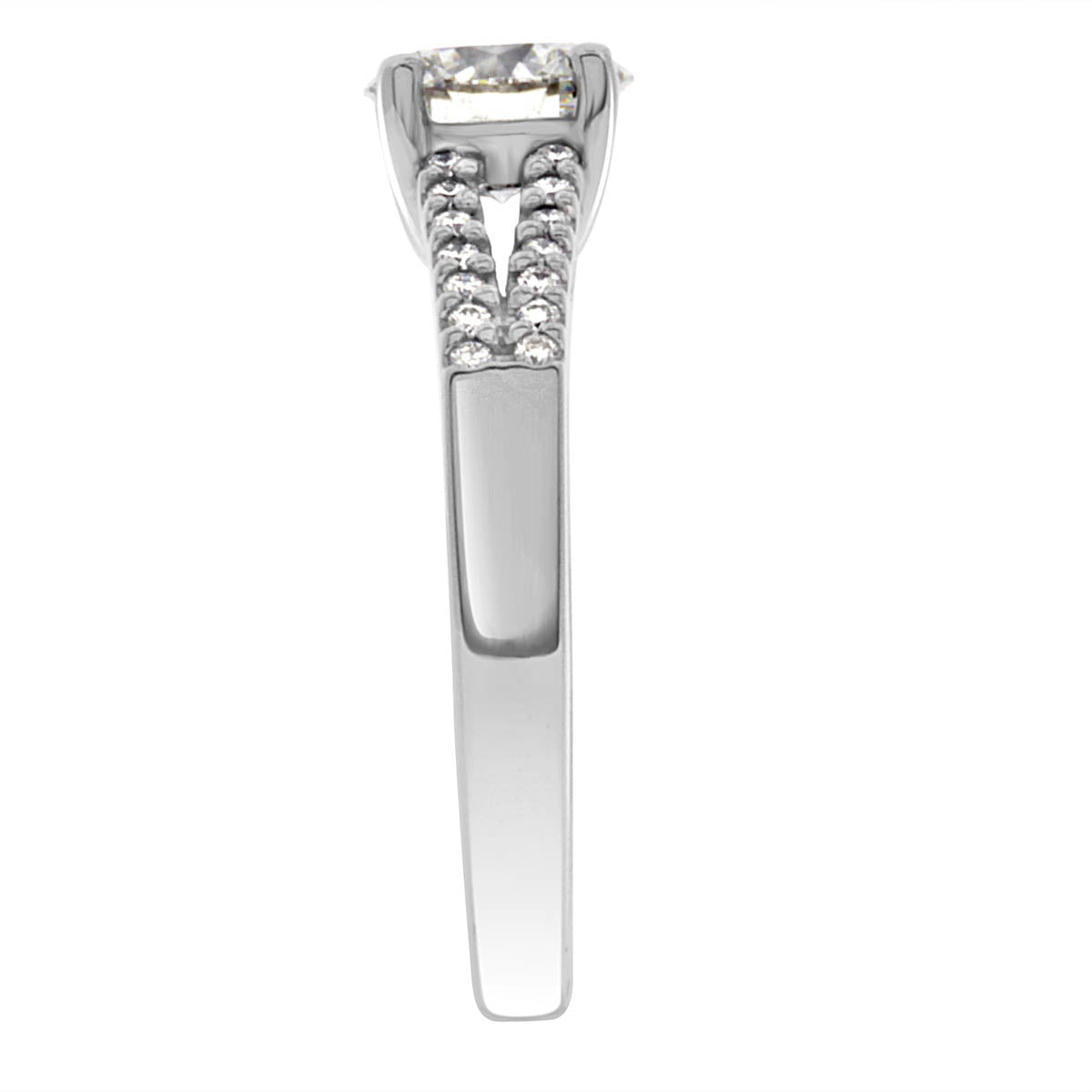 Round Cut Halo Diamond Engagement Ring with Platinum Split Band - 'Olivia'