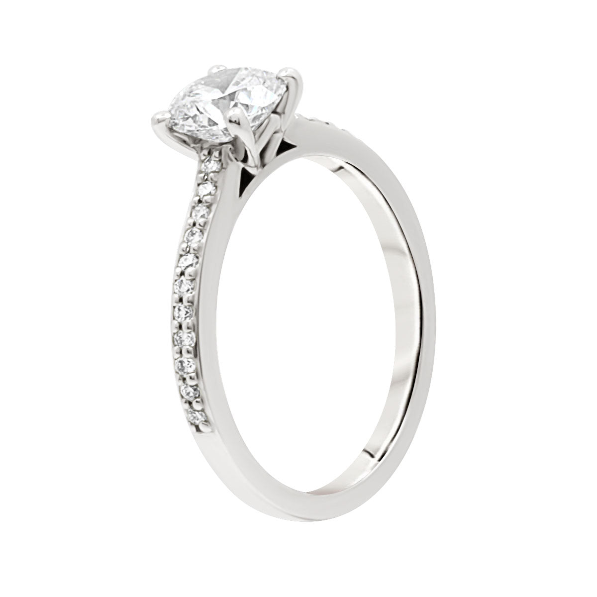Round Cut with Diamond Shoulders Solitaire Engagement Ring with Platinum Band - 'Melissa'