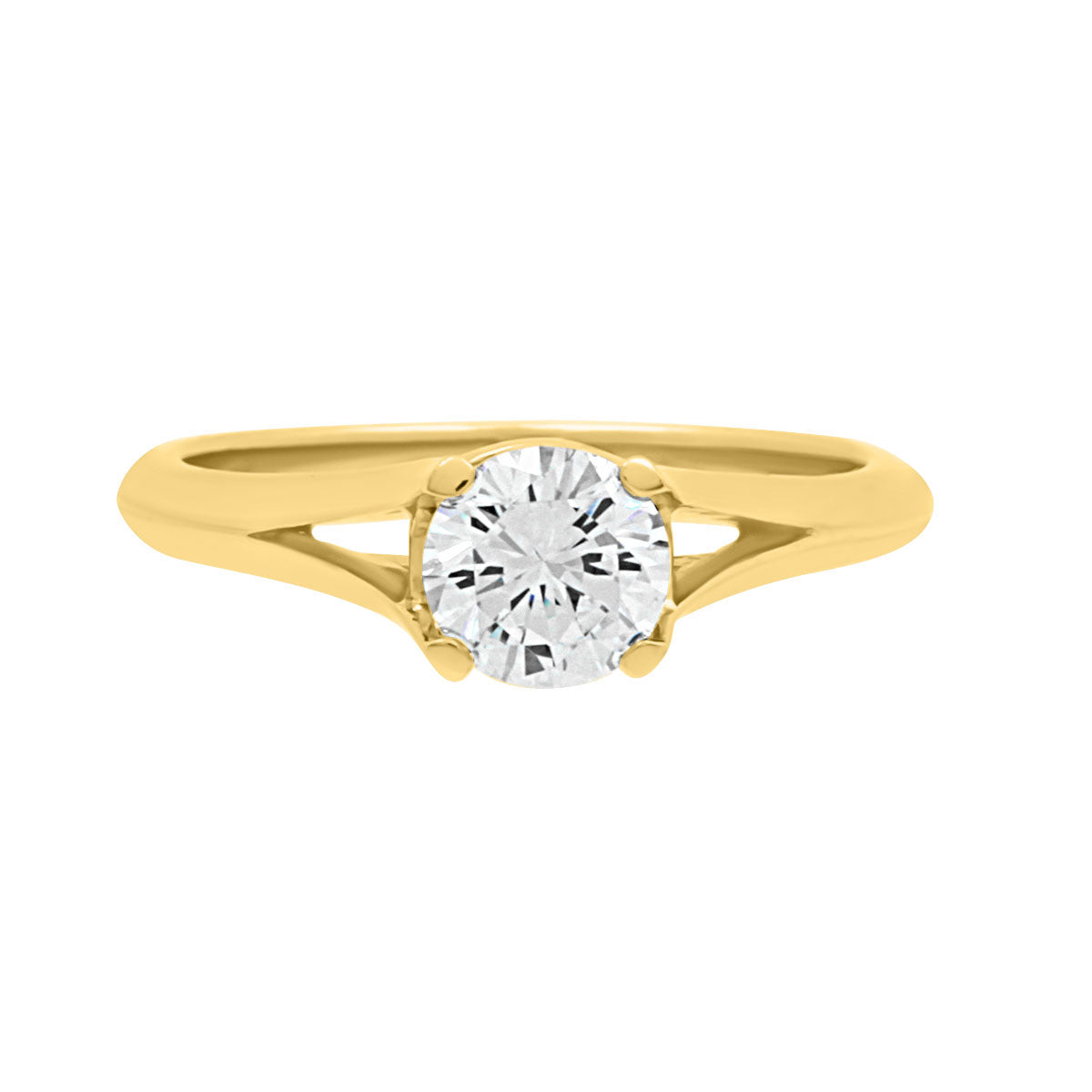 Split Knife Edge Band Ring in yellow gold