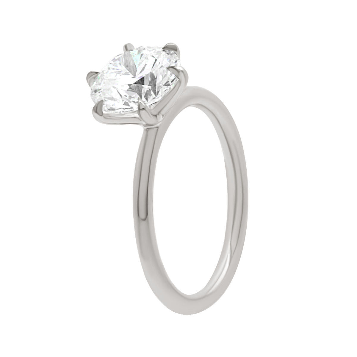 Round Cut Diamond Talon Claw Engagement Ring with Platinum Set Band - 'Joan'