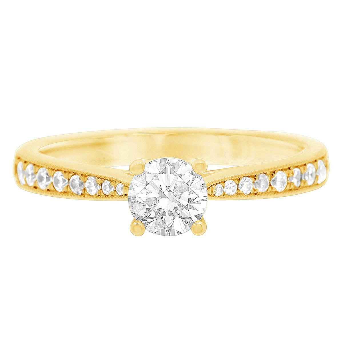 Solitaire With Tapered Diamond Band engagement ring in yellow gold