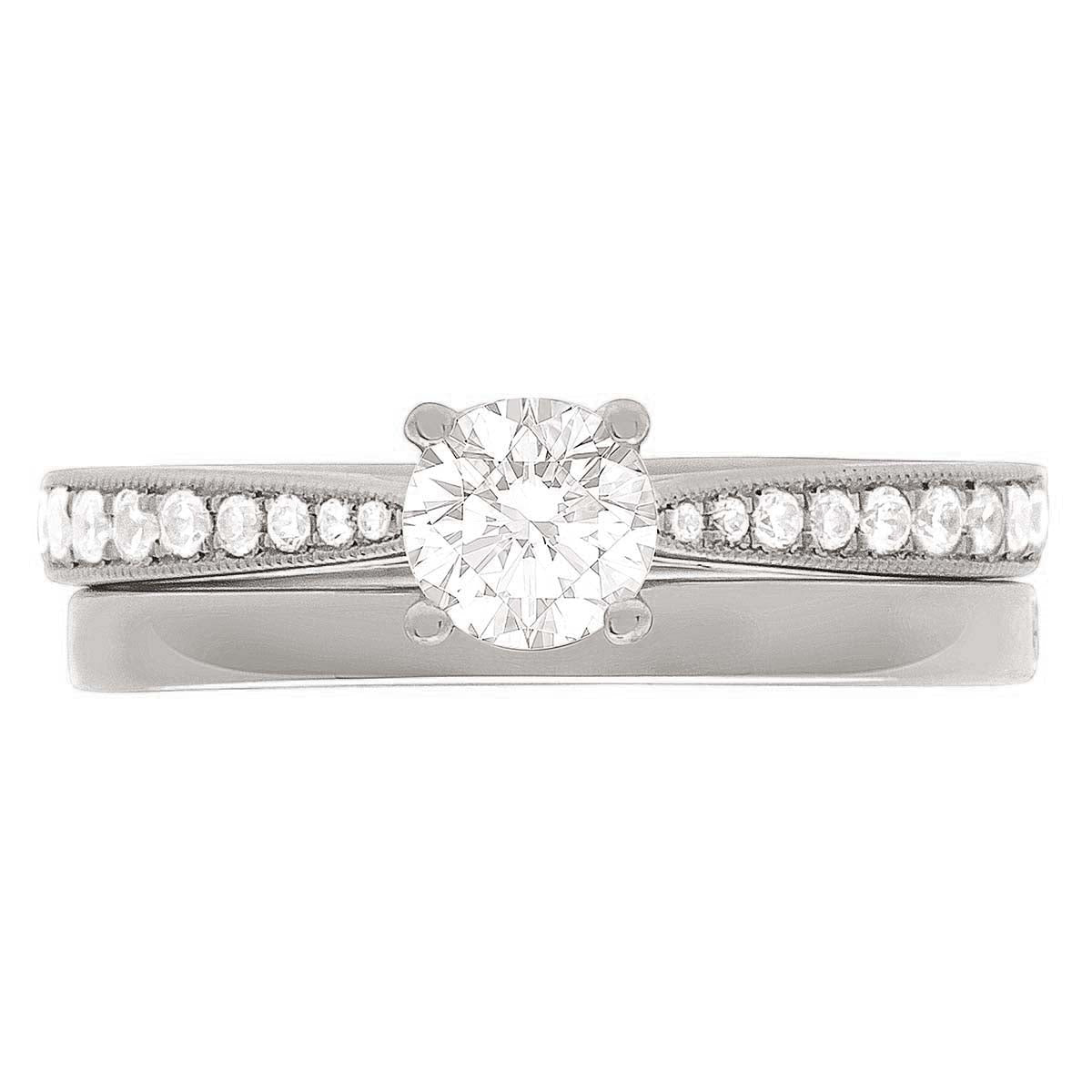 Solitaire With Tapered Diamond Band - &