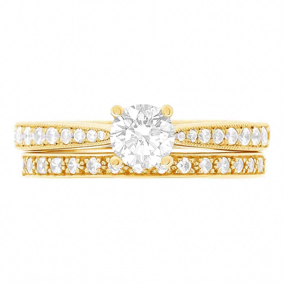 Solitaire With Tapered Diamond Band - &