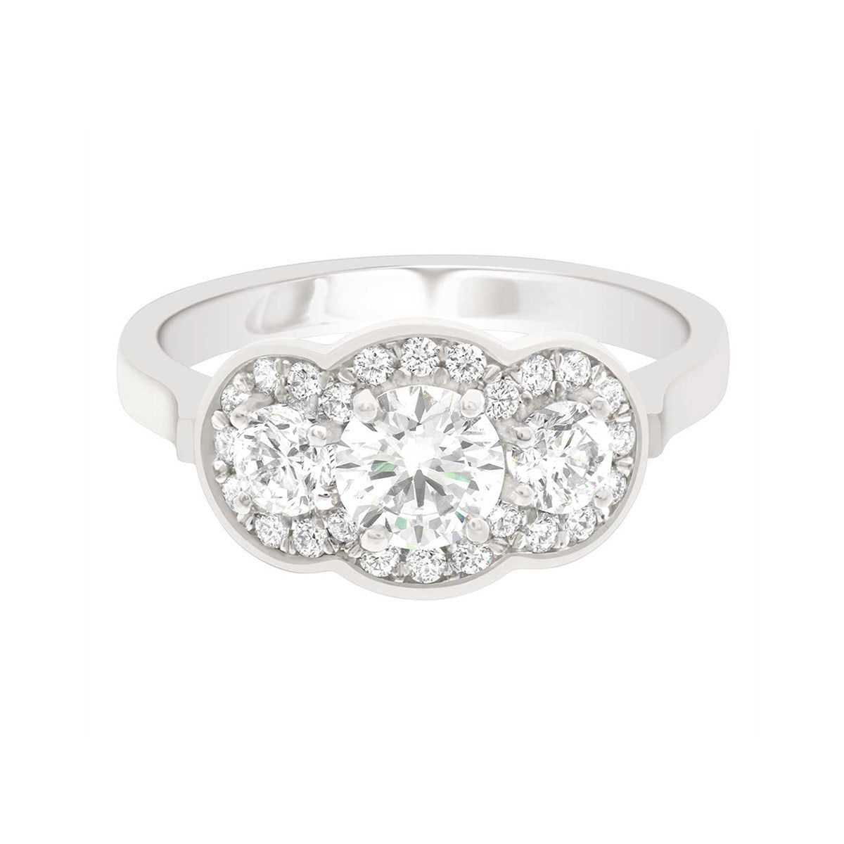 Triple Halo Round Cut Diamond Engagement Ring with Platinum Set Band - 'Shelley'