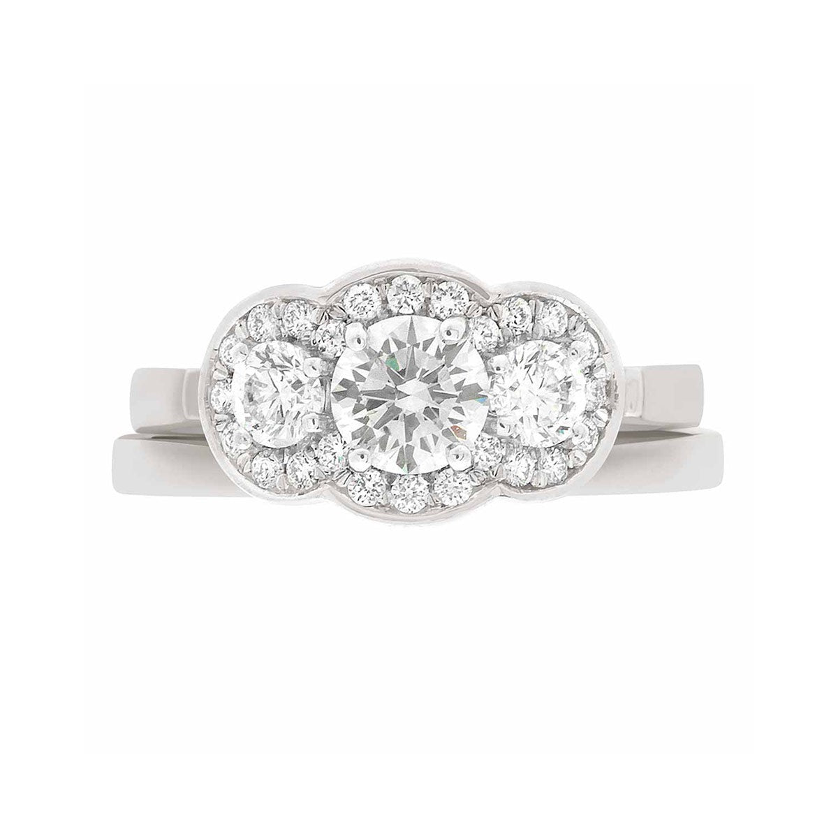 Triple Halo Round Cut Diamond Engagement Ring with Platinum Set Band - 'Shelley'
