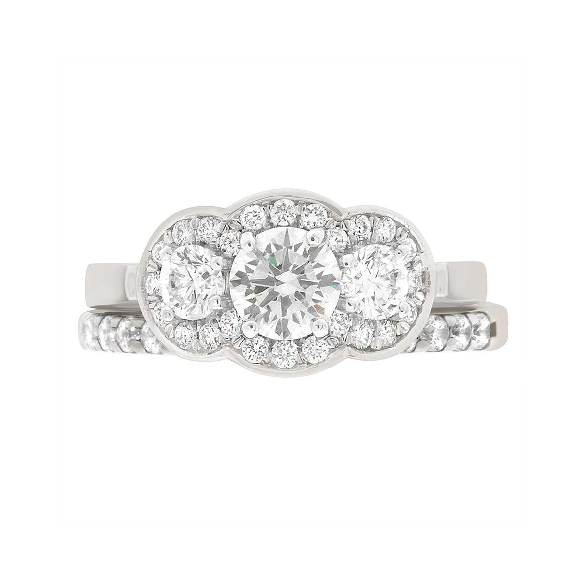 Triple Halo Round Cut Diamond Engagement Ring with Platinum Set Band - 'Shelley'