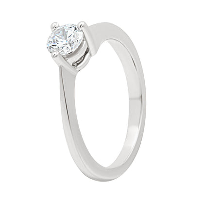 Three Claw Engagement Ring in white gold standing at an angle