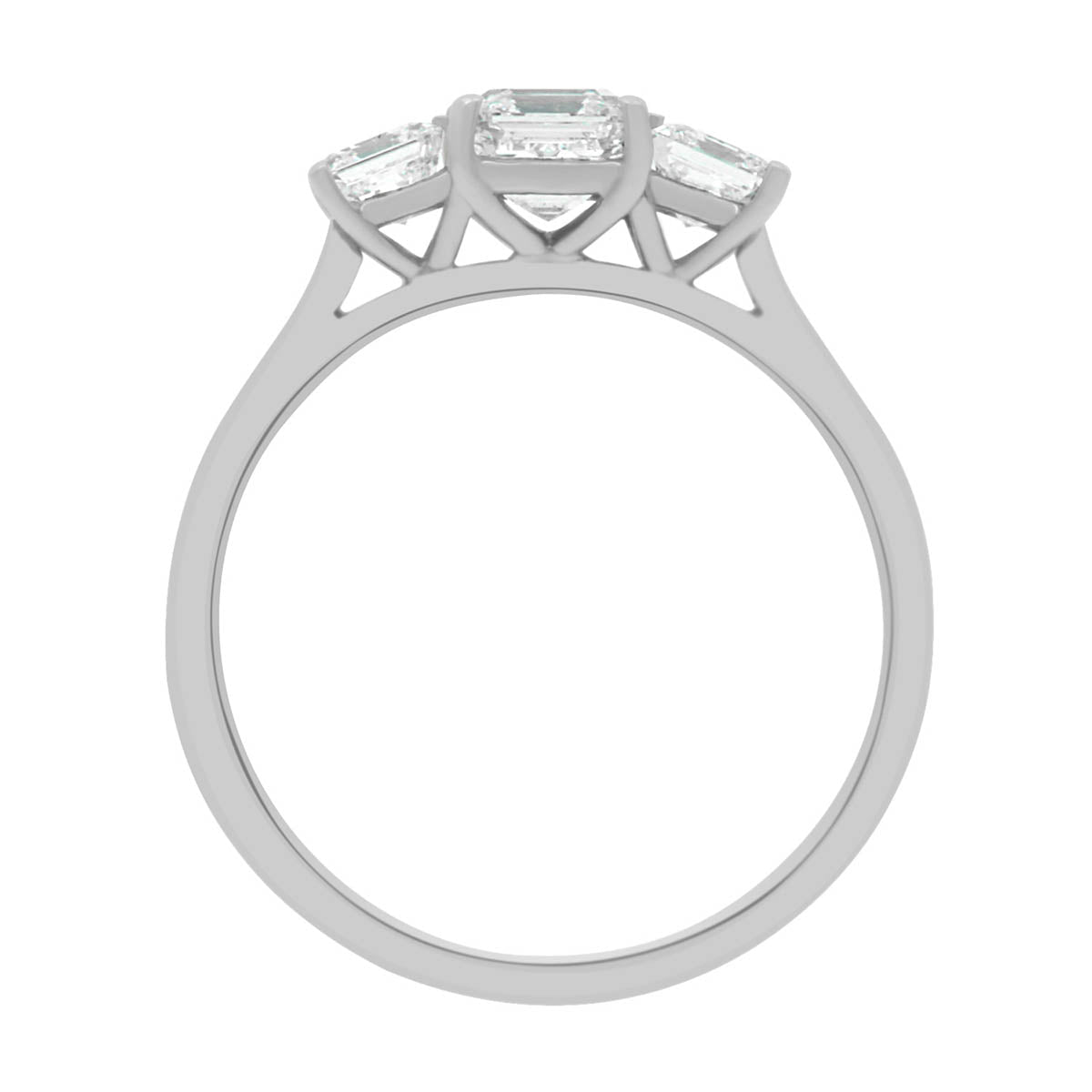 Three Stone Asscher Cut Diamond Engagement Ring with Platinum Band - 'Aisling'