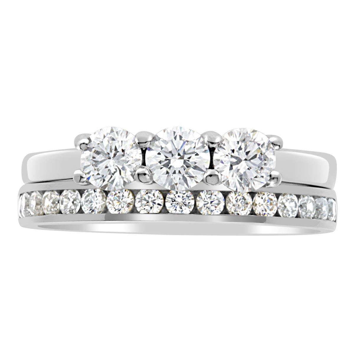 Three Stone Princess Cut Diamond Engagement Ring with Platinum Band - 'Erin'