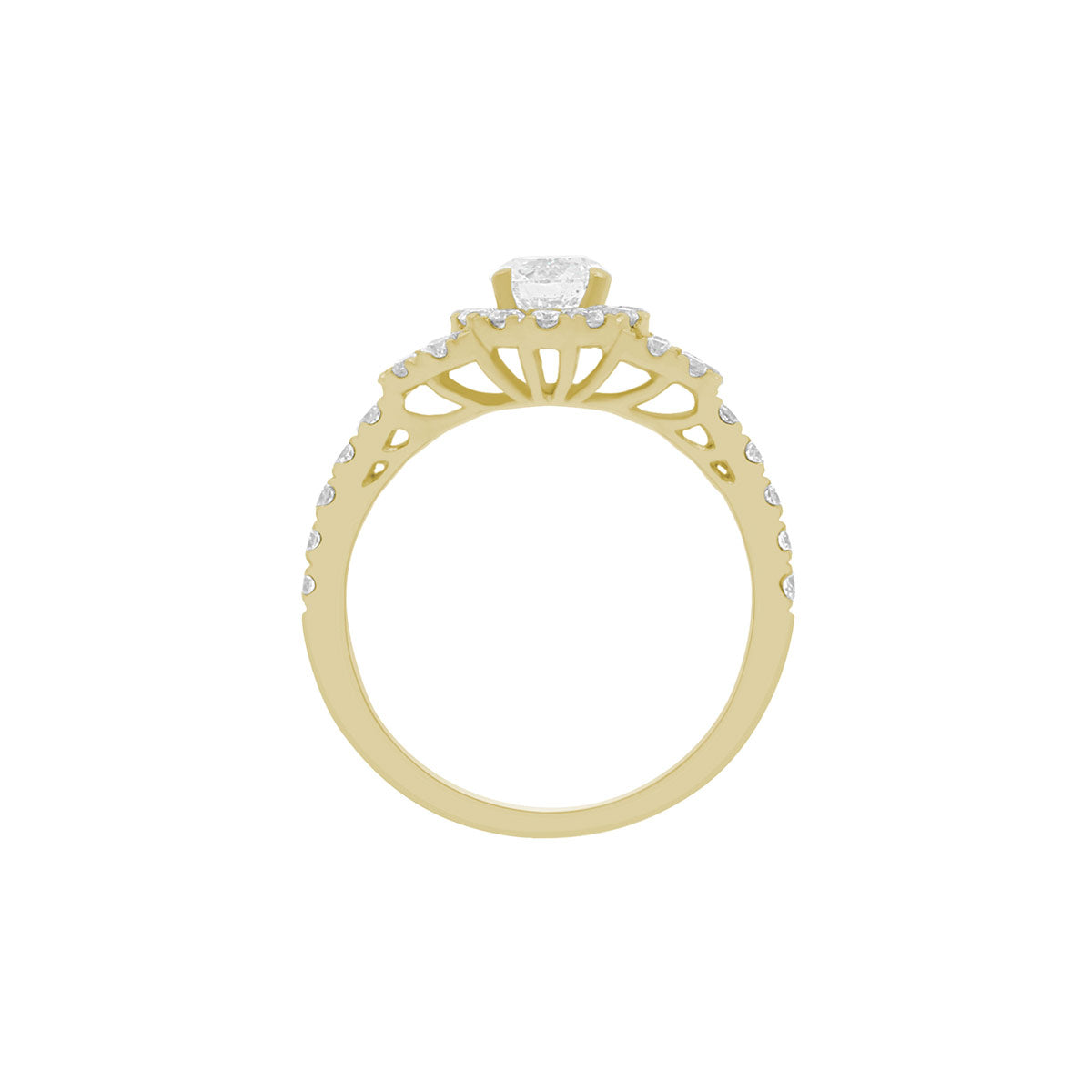 Triple Halo Engagement Ring in upright position