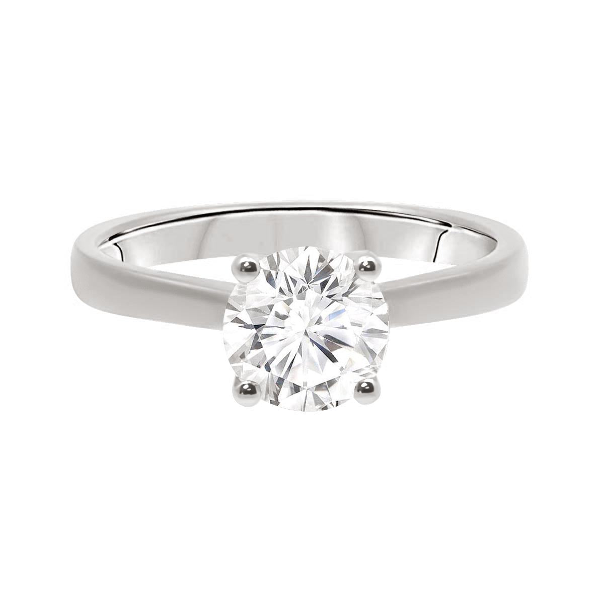 Round Cut Diamond Tulip Setting Solitaire Engagement Ring with Platinum Set Band - 'Delia'