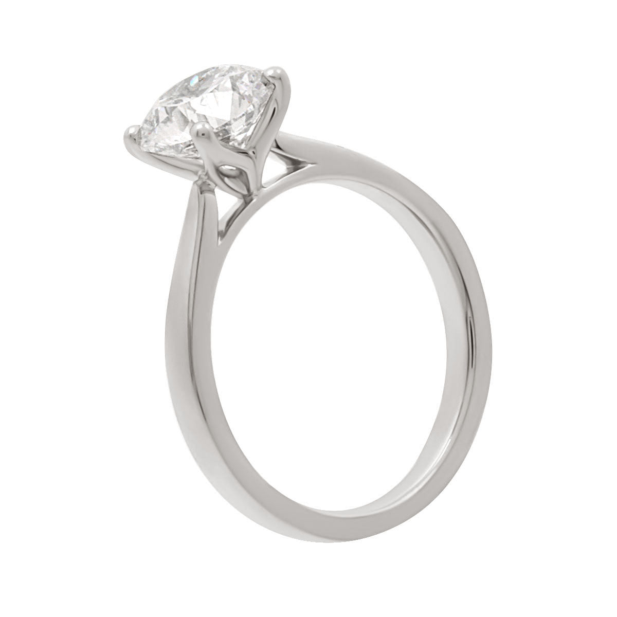 Round Cut Diamond Tulip Setting Solitaire Engagement Ring with Platinum Set Band - 'Delia'