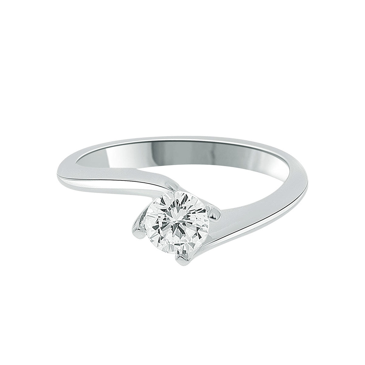 Round Cut Diamond Twist Solitaire Engagement Ring with Platinum Band - 'Tess'