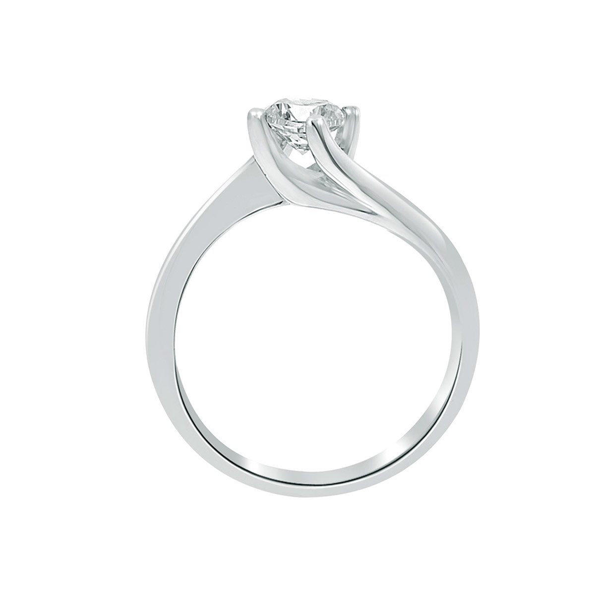 Round Cut Diamond Twist Solitaire Engagement Ring with Platinum Band - 'Tess'