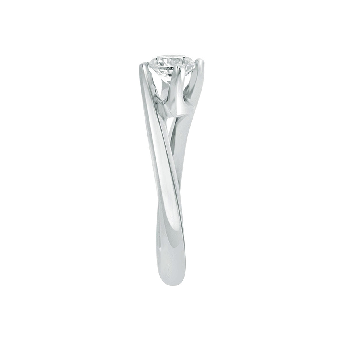 Round Cut Diamond Twist Solitaire Engagement Ring with Platinum Band - 'Tess'