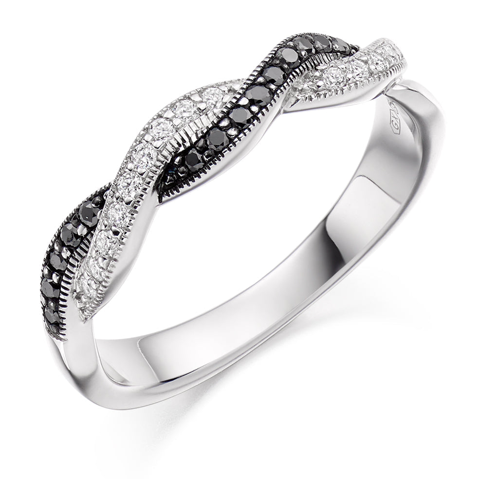 White And Black Diamond Eternity Ring With A Twist ET-37