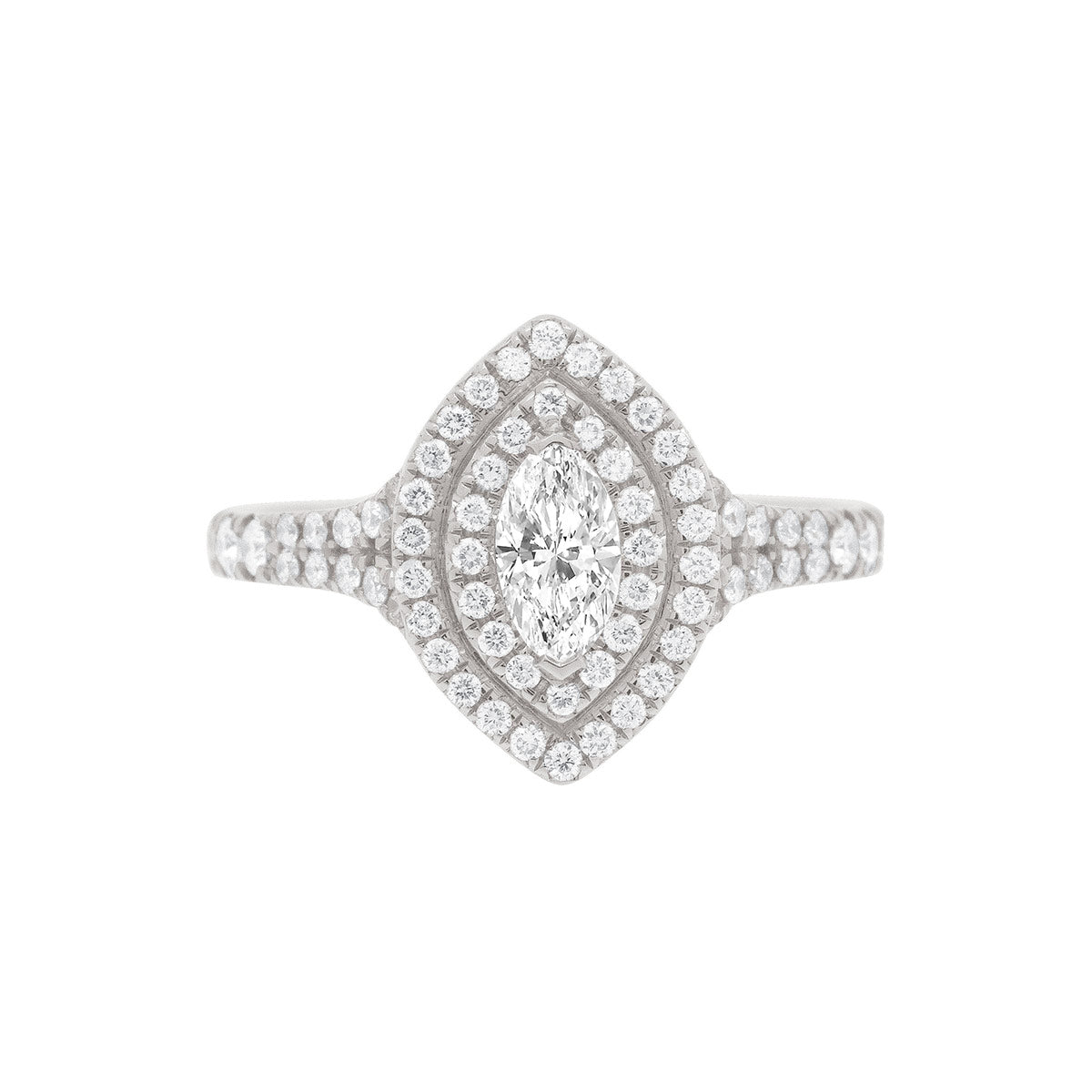 Double Halo Marquise Ring in white gold