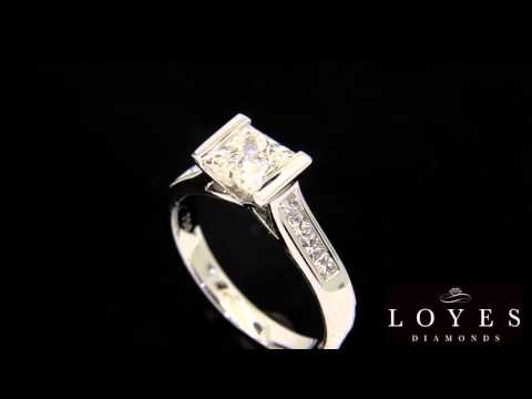 Wide Band Engagement Ring IN WHITE GOLD WITH A BLACK BACKGROUND