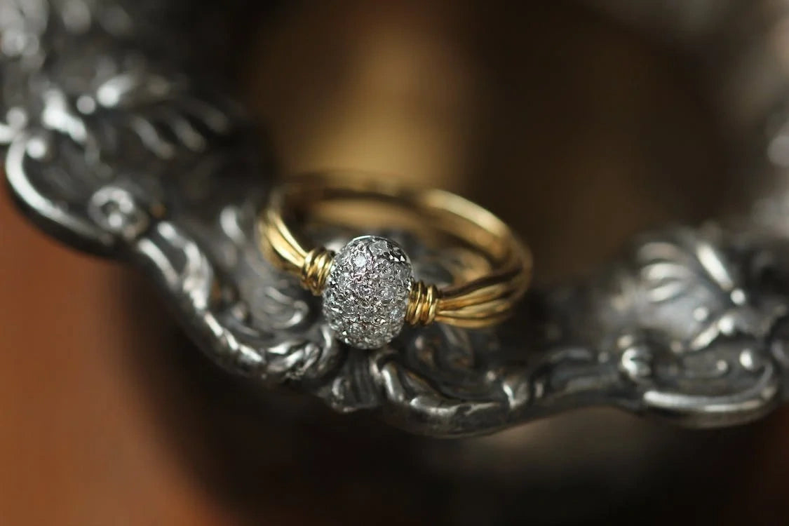 A beautiful gold with silver Engagement ring