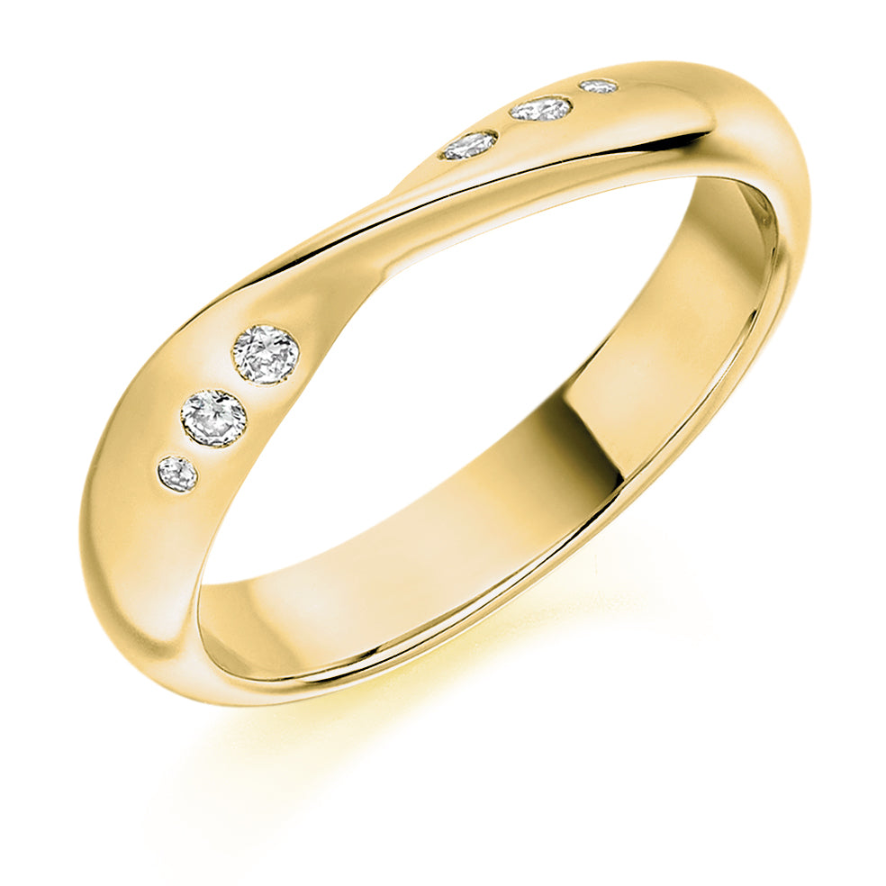 .09ct Cut Out Style Ladies Wedding Ring in yellow gold