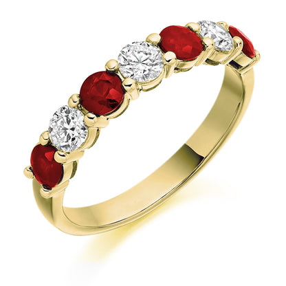 1.14ct Ruby and Diamond Eternity Ring in yellow gold
