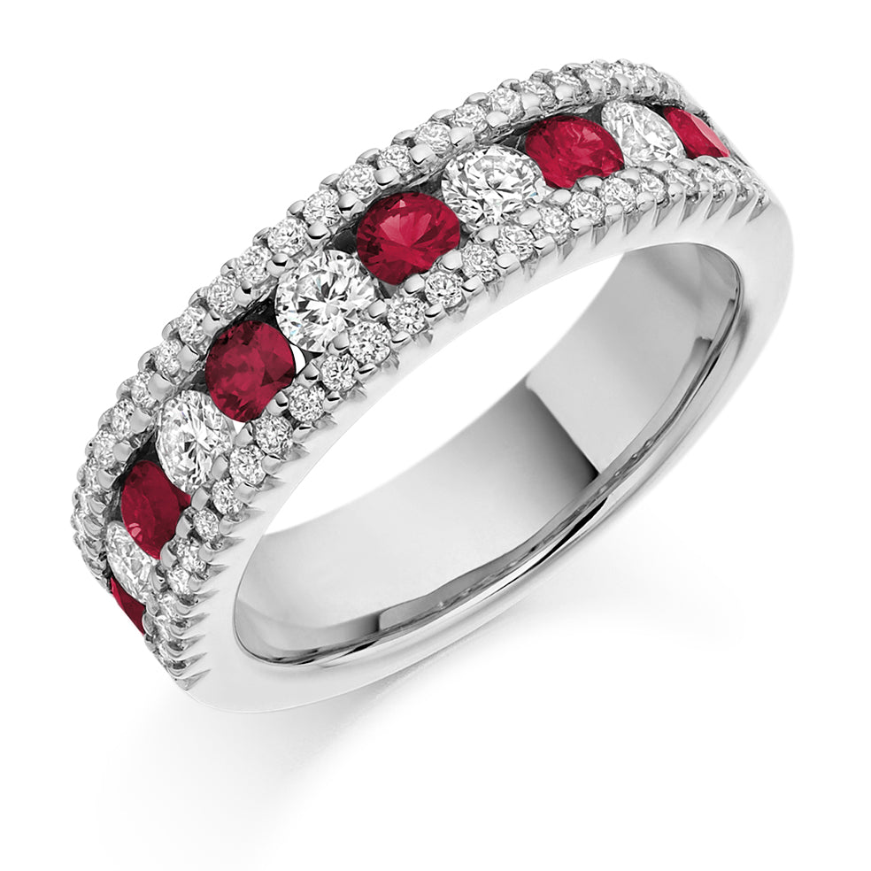 1.53ct Diamond and Ruby Encrusted Eternity Ring white gold