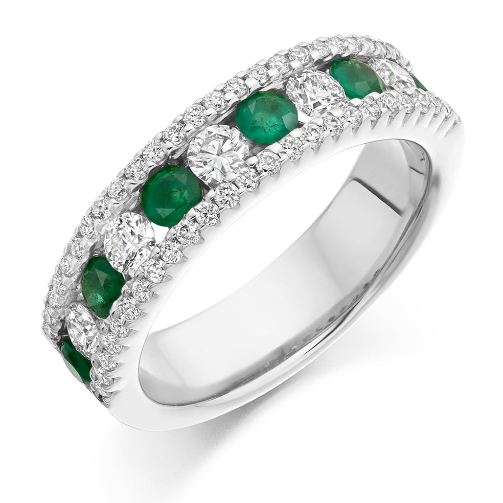 1.55 Carat Diamond and Emerald Encrusted Eternity Ring in white gold