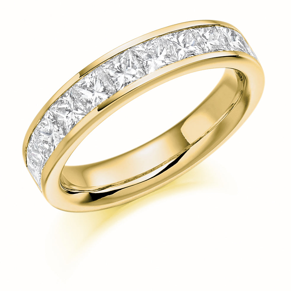 1.5 Carat Princess Cut Wedding Ring  in yellow gold