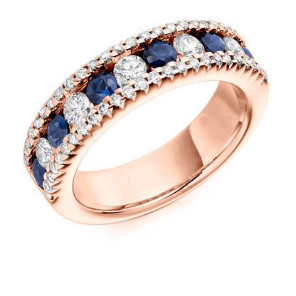 1.64ct Diamond and Sapphire Encrusted Eternity Ring in rose gold