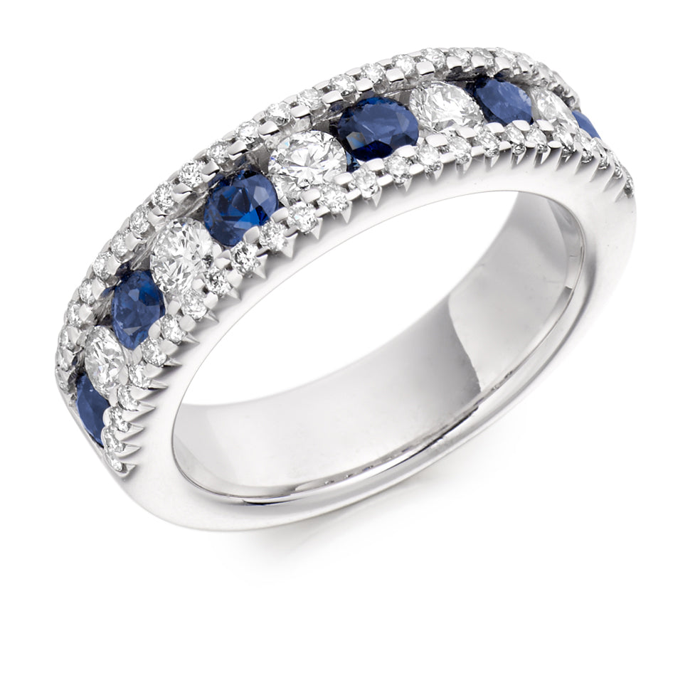 1.64ct Diamond and Sapphire Encrusted Eternity Ring in white gold