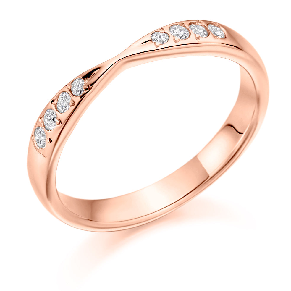 .15 Carat Notched Ladies Wedding Band in rose gold