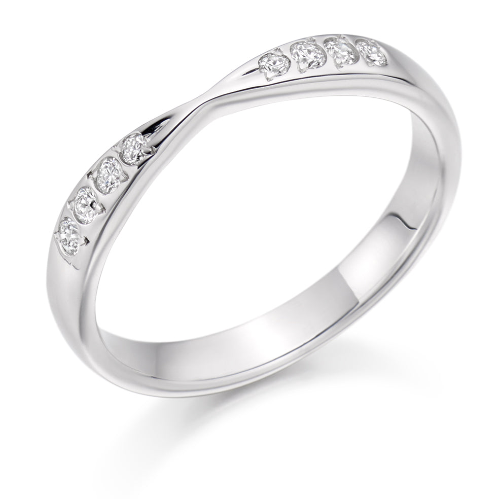 .15 Carat Notched Ladies Wedding Band in white gold
