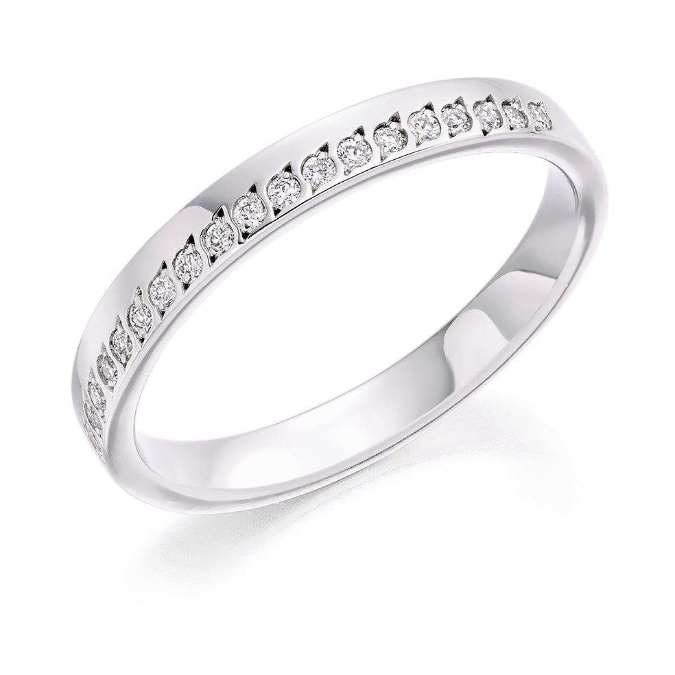 .15 Carat Offset Diamond Wedding Band in white gold