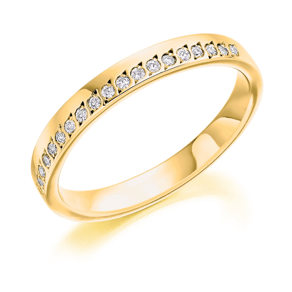 .15 Carat Offset Diamond Wedding Band in yellow gold