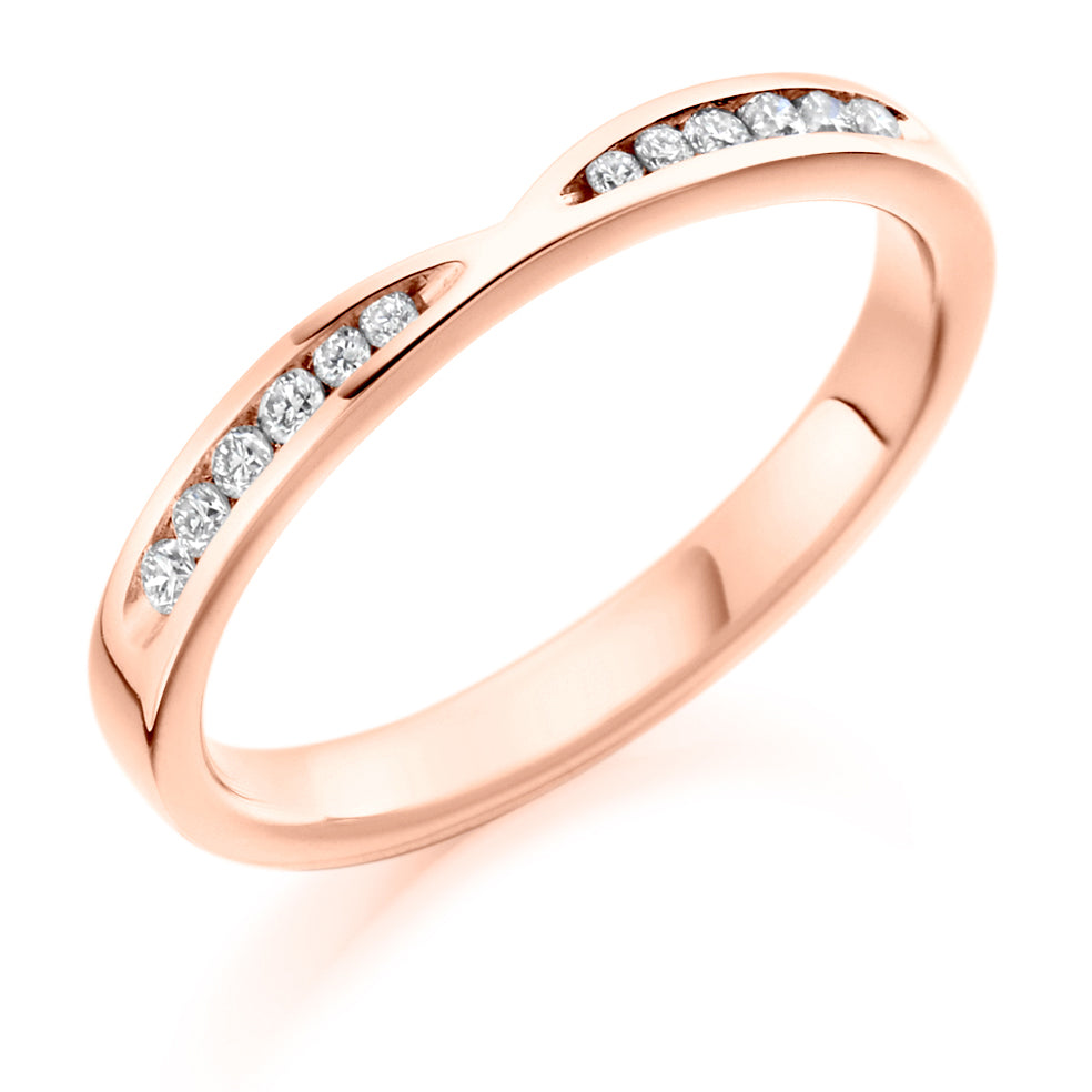.18ct Knotched Diamond Wedding Band in rose gold