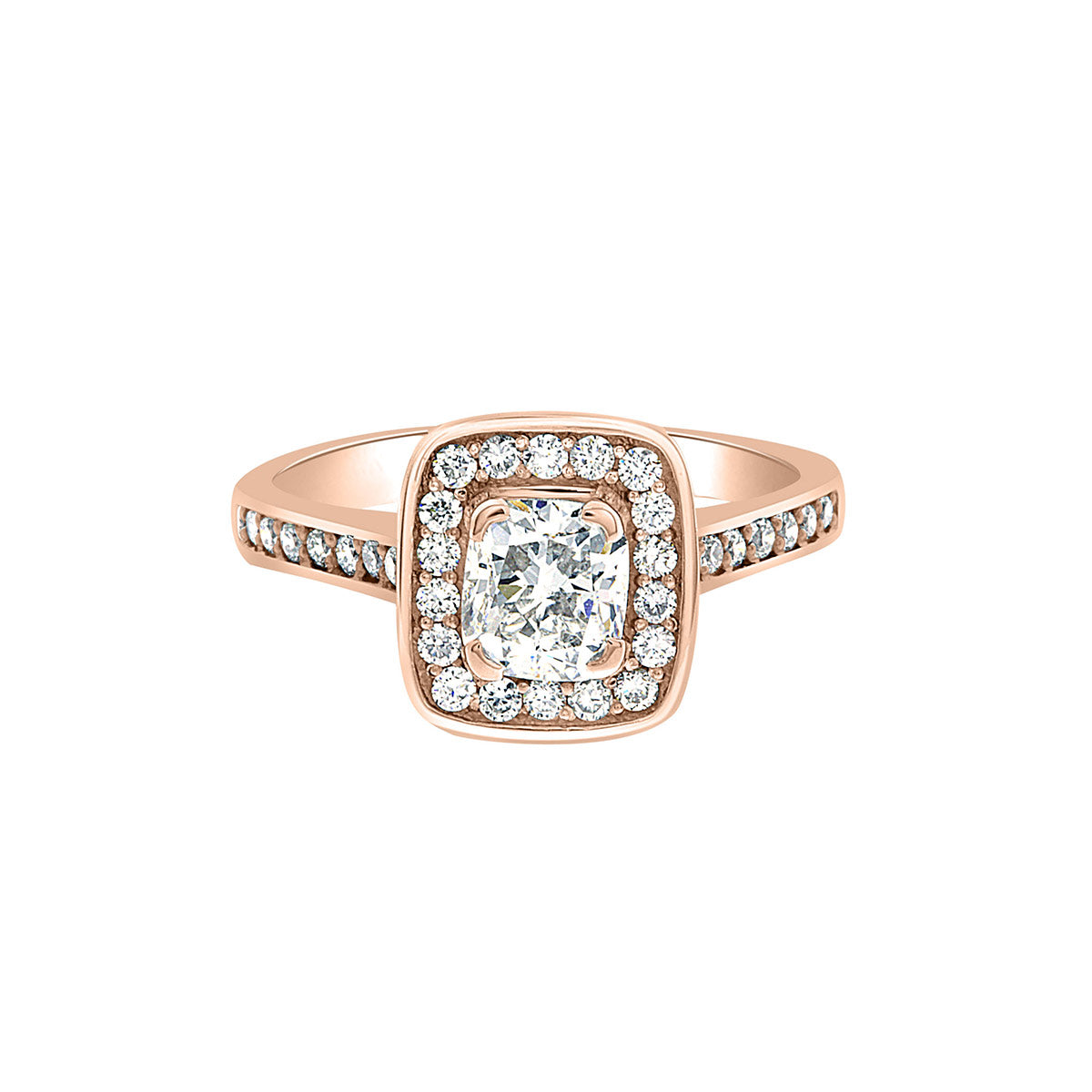 Cushion Cut Diamond Ring in rose gold