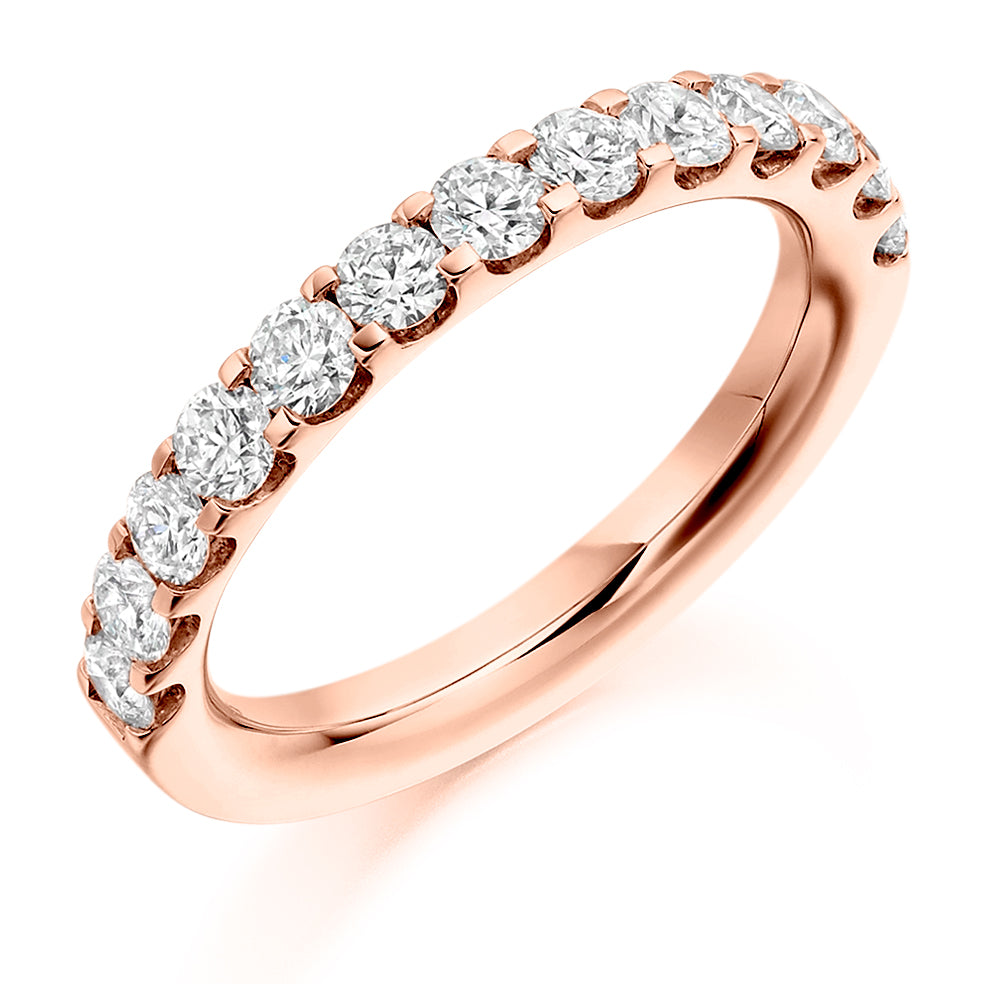 1ct Claw Set Ladies Diamond Wedding Band in rose gold