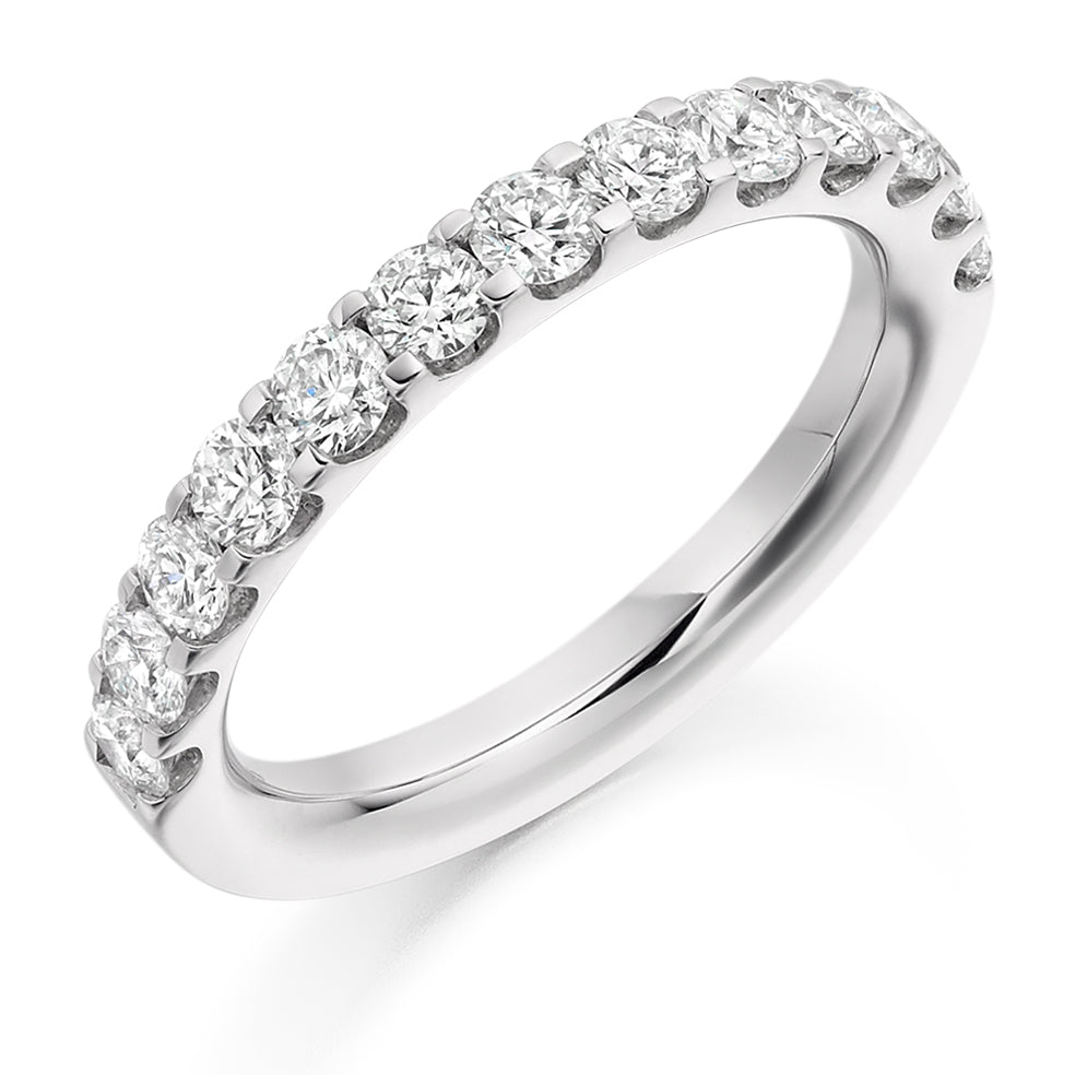 1ct Claw Set Ladies Diamond Wedding Band in white gold