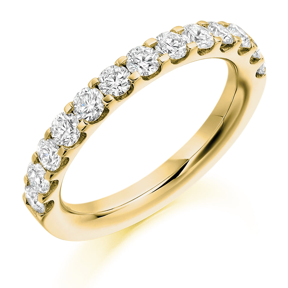 1ct Claw Set Ladies Diamond Wedding Band in yellow gold