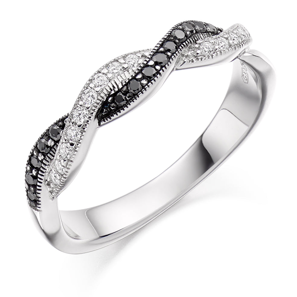 .20ct Black Diamond and White Diamond Eternity Ring in white gold