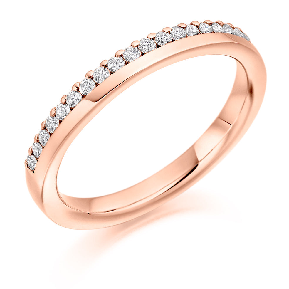 .22ct Offset Diamond Wedding Band  in rose gold