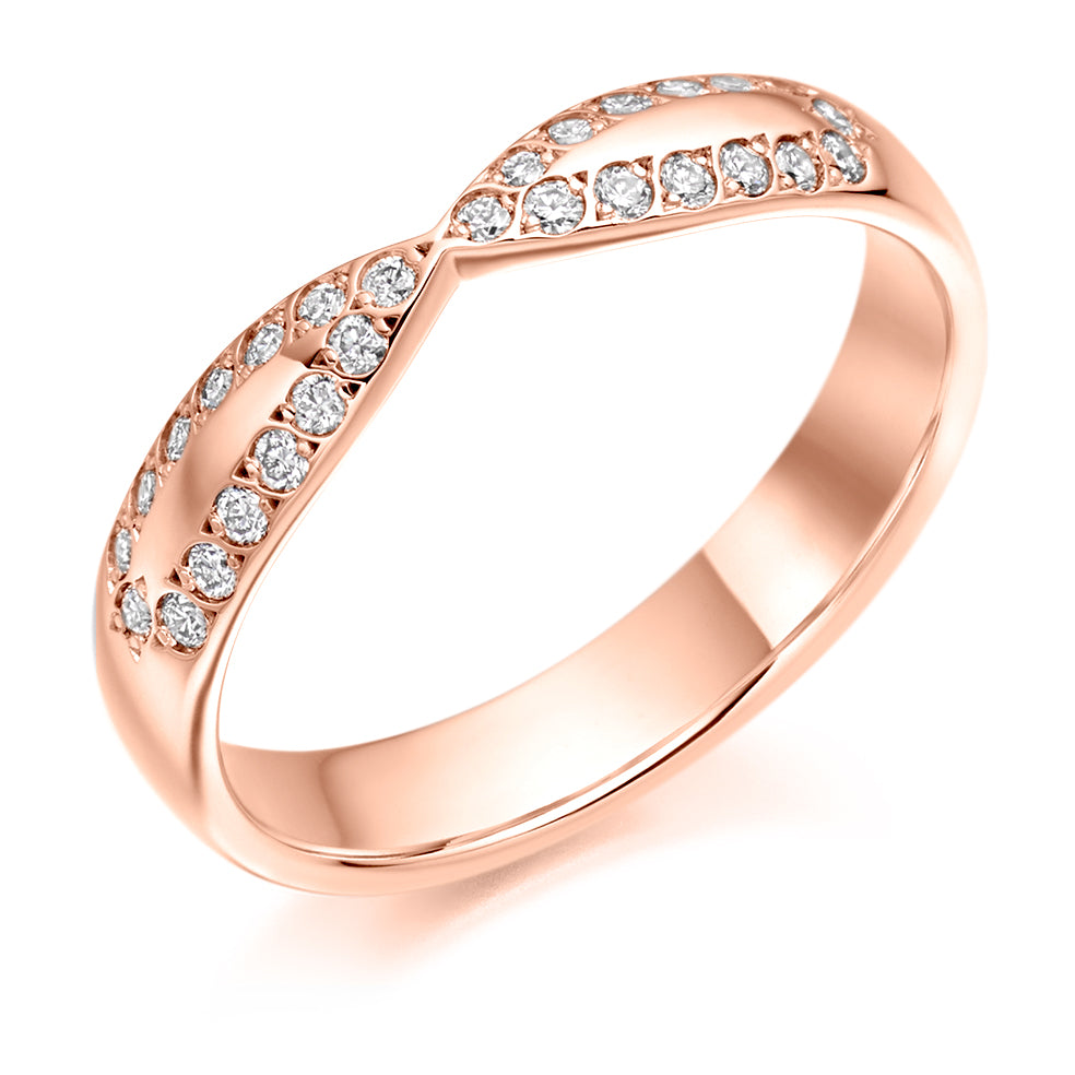 .24ct Notched Wedding Ring in rose gold