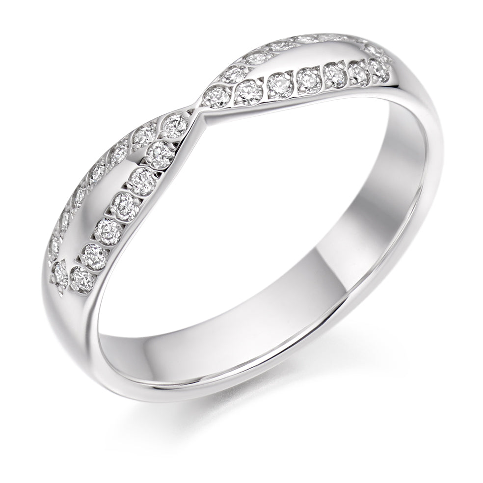 .24ct Notched Wedding Ring in white gold