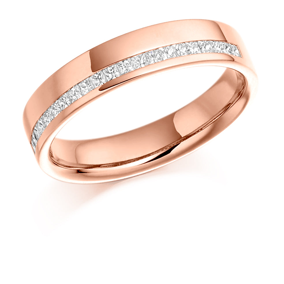 .25 Carat Offset Wedding Ring in rose gold