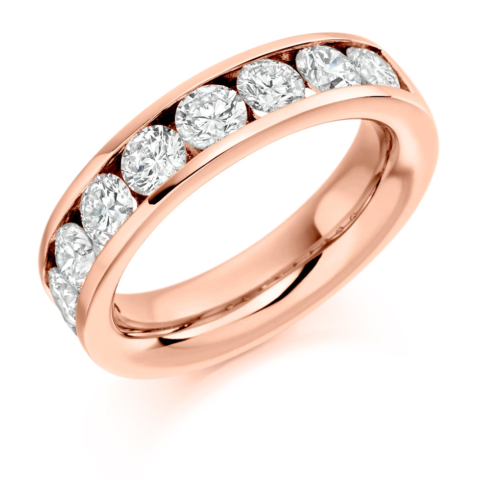 2 Carat Channel Set Round Diamond Wedding Band made in rose gold
