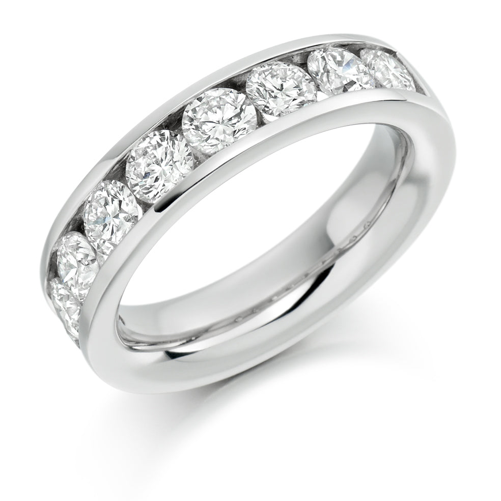 2 Carat Channel Set Round Diamond Wedding Band in white gold