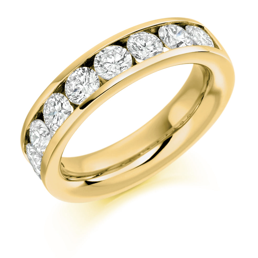 2 Carat Channel Set Round Diamond Wedding Band made of yellow gold