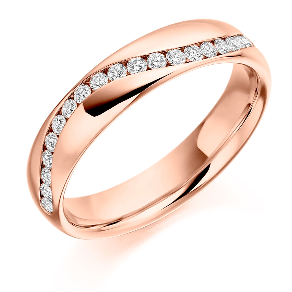 30ct Ladies Offset Wedding Ring in rose gold
